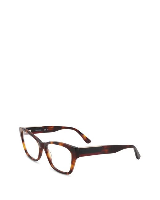 Lacoste Brown Tortoiseshell-Effect Rectangle-Frame Glasses