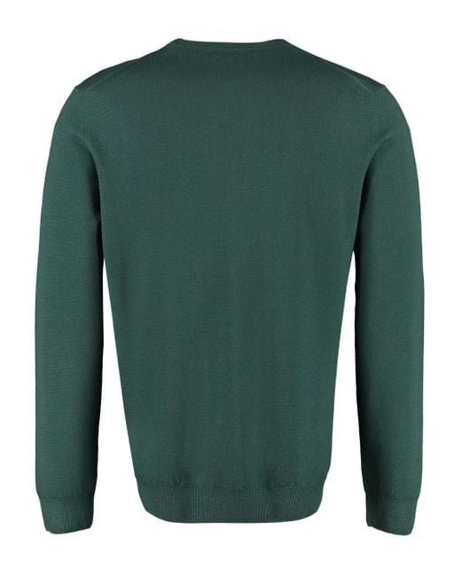 THE (Alphabet) Green Crew-Neck Wool Pullover for men