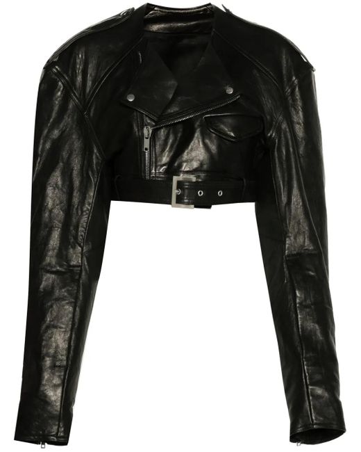 Rick Owens Cropped Bikerjack in het Black