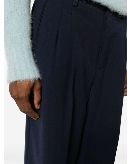 Pantalon en laine vierge mélangée AMI pour homme en coloris Blue