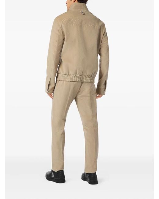 Billionaire Natural Corduroy Zip-Up Bomber Jacket for men