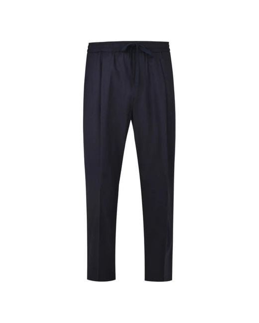 Altea Blue Drawstring Pleated Trousers for men