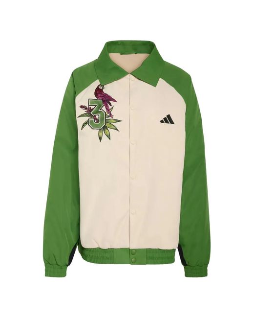Adidas Green X Farm Rio Parrot-Embroidered Colour-Block Jacket