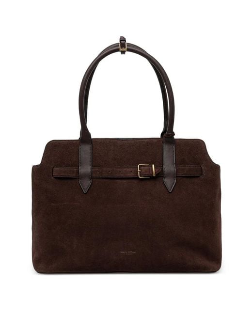 Marc O' Polo Brown Großer Tote Bag Mit Schnallenriemen