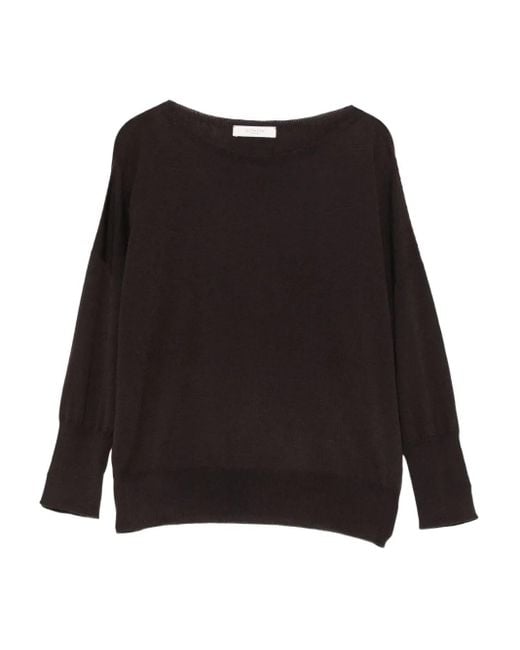 Incotex Trui Met Cropped Mouwen En Boothals in het Black