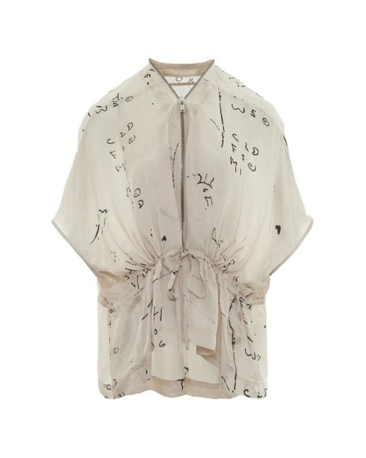 Rick Owens White Sail Graphic-Print Drawstring Jacket