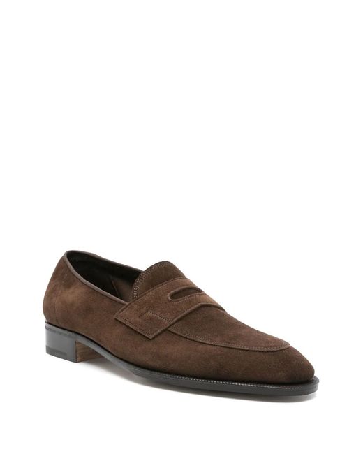 John Lobb Brown Suede Loafers for men