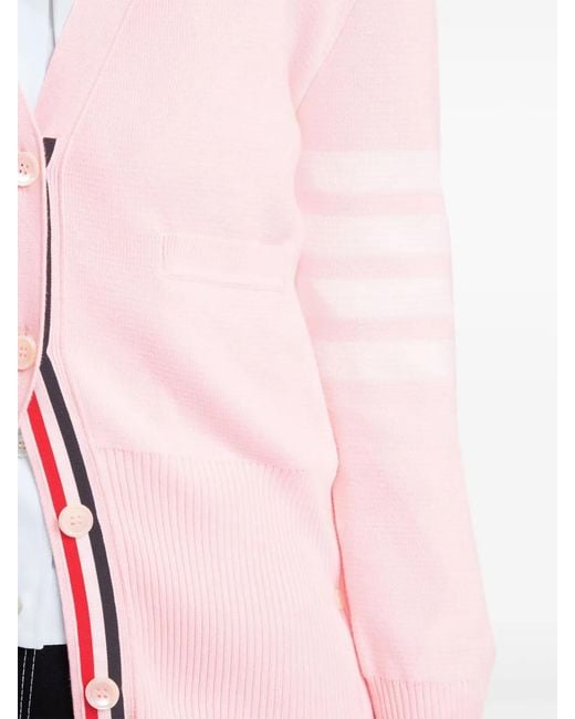 Thom Browne Pink Classic V-neck Cotton Cardigan