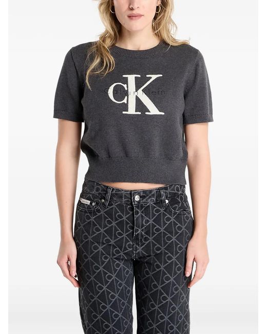 Calvin Klein Black Graphic Short-Sleeve Sweater