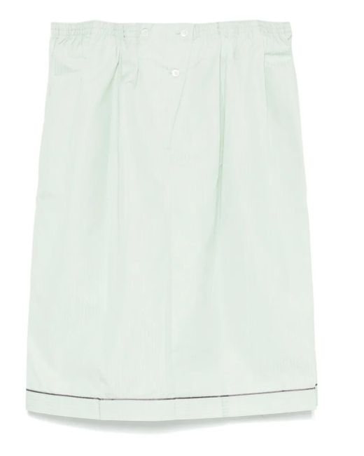 Jupe Mi-Longue Rayée À Taille Élastiquée Prada en coloris Green