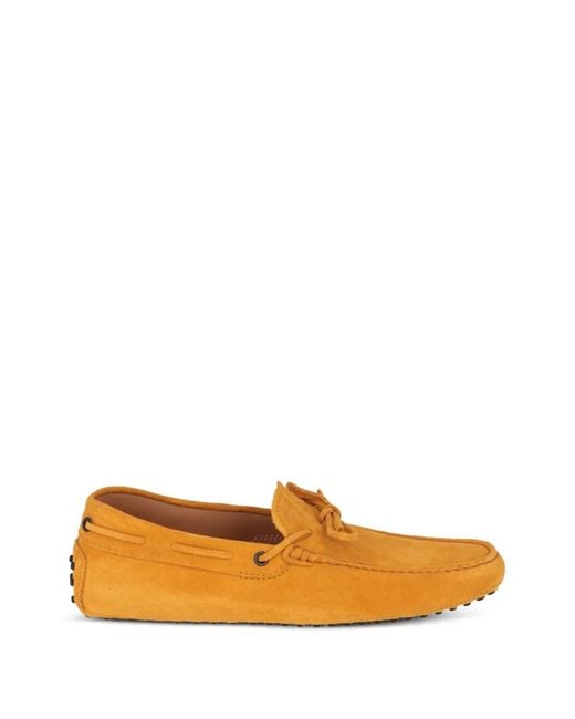 Tod's Orange Gommino Lace-Up Loafers for men