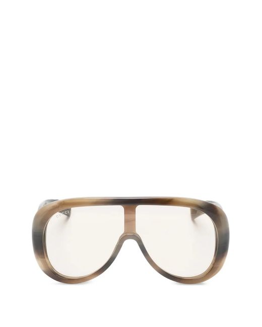 Gucci Natural Pilot-Frame Sunglasses
