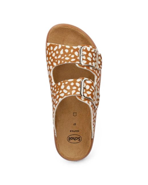 Scholl White Buckle-Fastening Animal-Print Slides