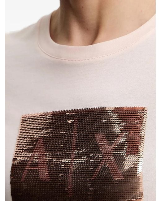 ARMANI EXCHANGE White Sequin-Embellished T-Shirt