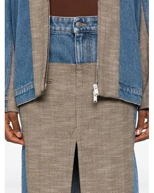 Stella McCartney Blue Denim And Tweed Skirt