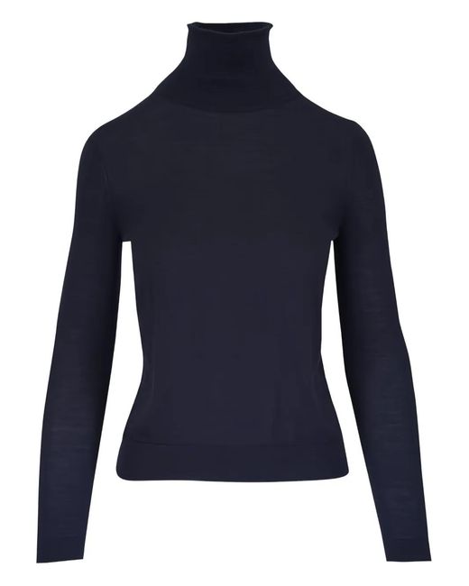 Lafayette 148 New York Blue Turtleneck Long-Sleeves Sweater