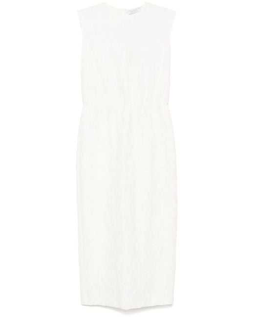 Harris Wharf London White Crinkled Midi Dress