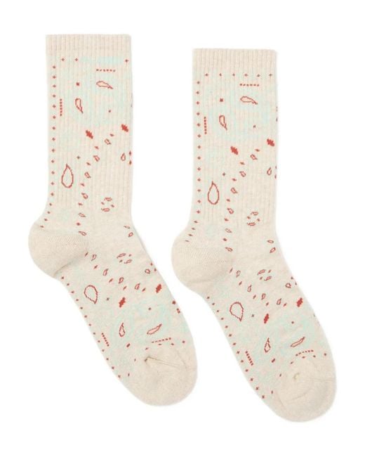 Alanui Natural Bandana-Pattern Socks