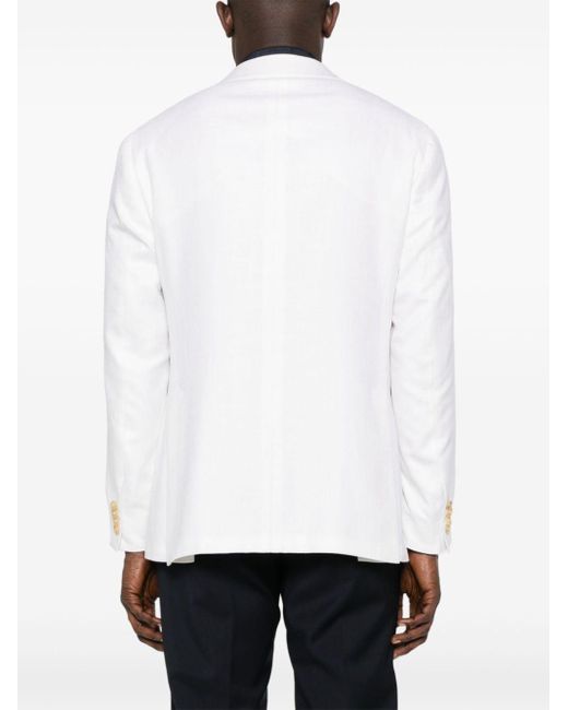メンズ Canali シルク シングルジャケット White
