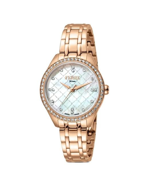 Ferré Metallic Classic Crystal Bezel 32Mm Watch