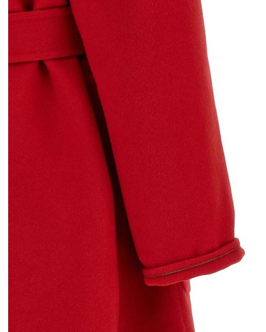 Fabiana Filippi Red Wool And Cashmere Long Coat