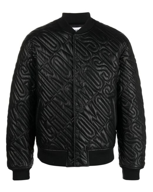 Moschino Black Quilted Bomber Jacket for men