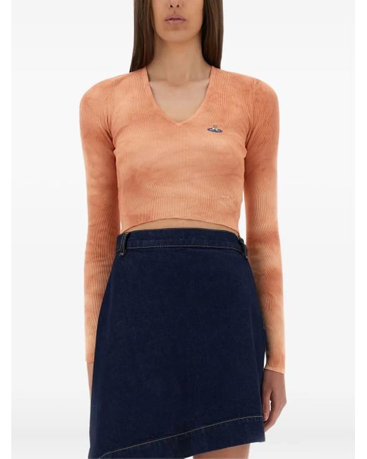 Vivienne Westwood Blue Haut Crop À Motif Orb Brodé