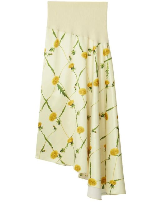 Burberry Yellow Dandelion-Print Asymmetric Skirt