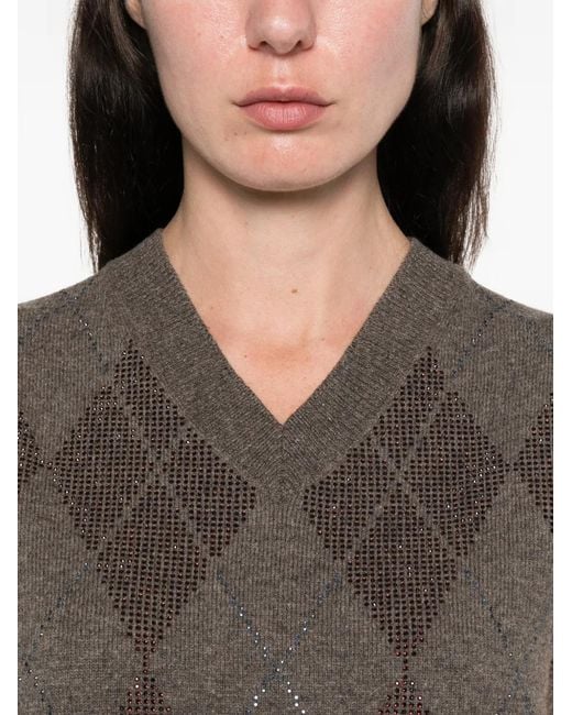 Alexander Wang Gray Argyle V-Neck Vest