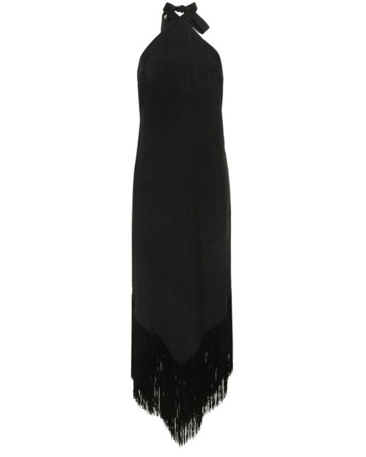 ‎Taller Marmo Black Neckholder-Kleid mit Fransen