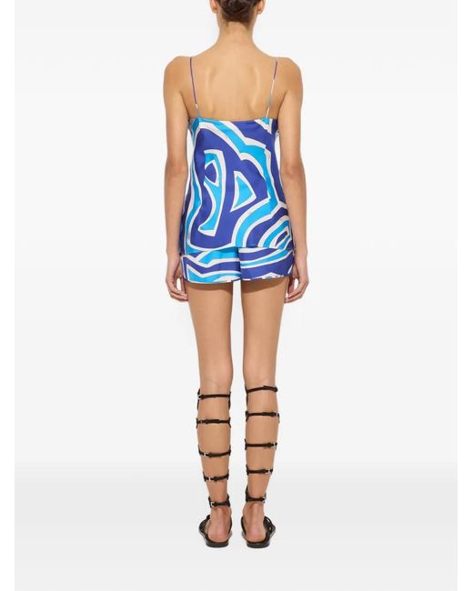 Emilio Pucci Blue Printed Silk Top