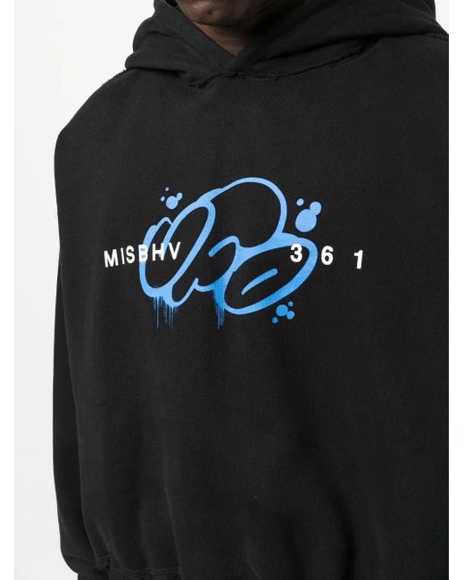 M I S B H V Black X Ufo361 Logo-Print Hoodie for men