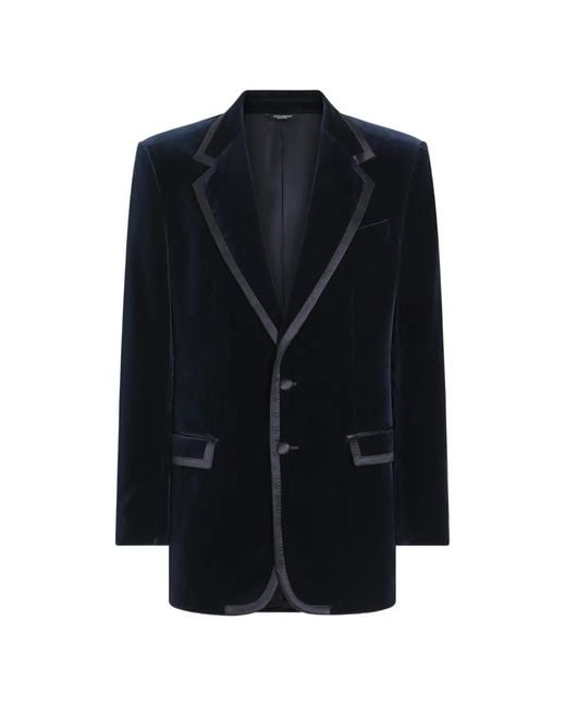 Dolce & Gabbana Blue Sicilia Single-Breasted Tuxedo Jacket for men