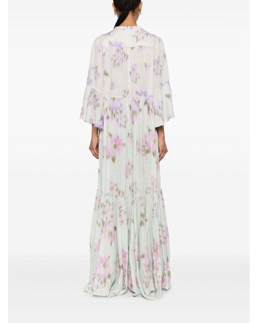 Dorothee Schumacher White Blooming Volumes Chambray Maxi Dress