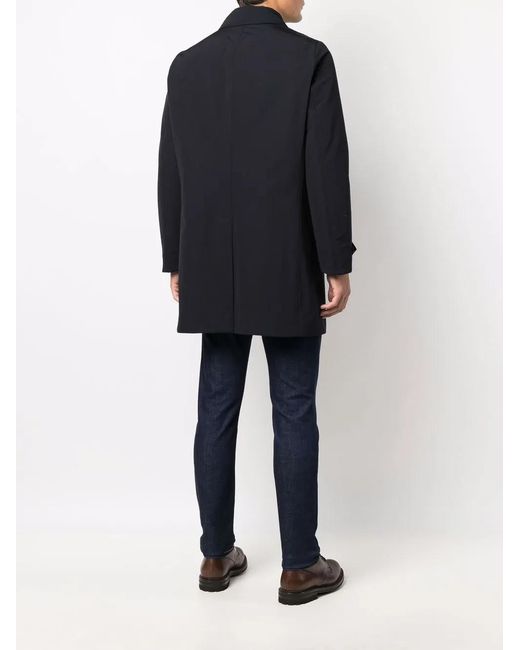 Aspesi Blue Single-Breasted Cotton-Blend Coat for men