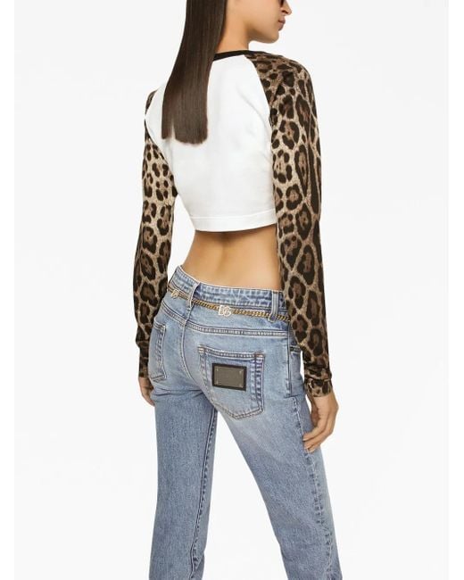 Dolce & Gabbana Blue Logo-Patch Low-Rise Bootcut Jeans