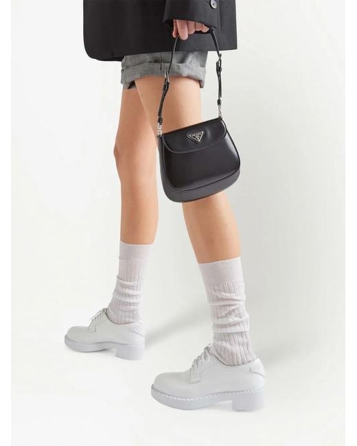 Prada White Round-Toe Lace-Up Shoes
