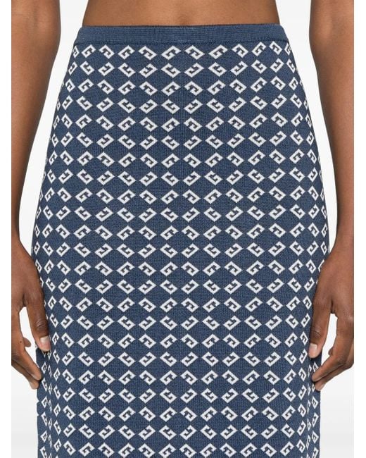 Givenchy Blue Midirock aus Monogramm-Jacquard 72cm