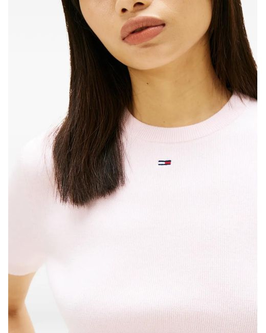 Tommy Hilfiger Pink Logo Knitted T-Shirt