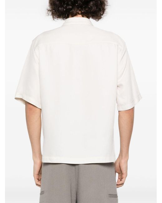 Sandro White Spread-collar Short-sleeve Shirt for men