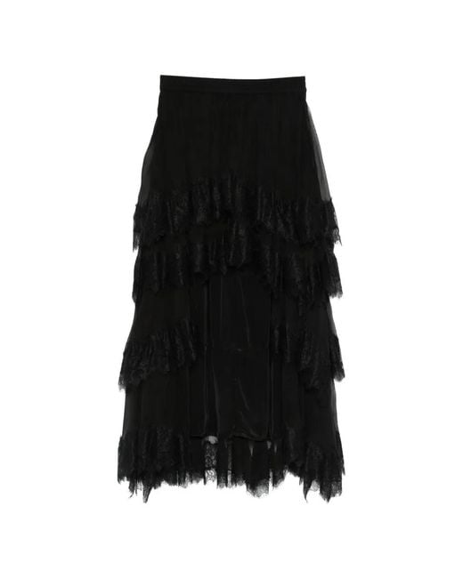 Mes Demoiselles Black Lace Ruffled Skirt