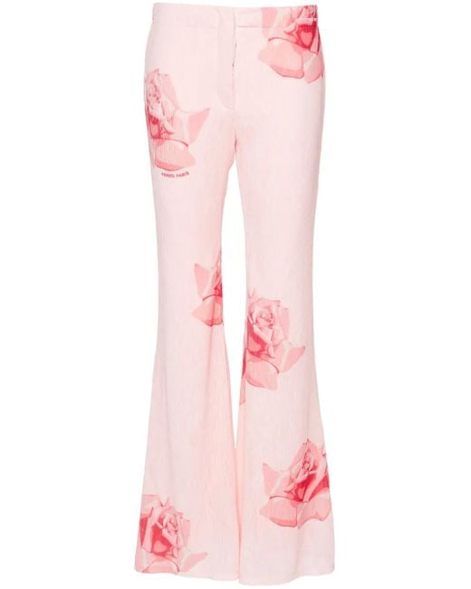 Pantalones acampanados con rosa estampada KENZO de color Pink