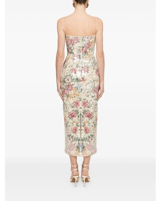Nissa White Sequin-Embellished Ruffled Midi Dress