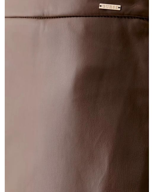 Guess Brown Mini Logo-Plaque Skirt