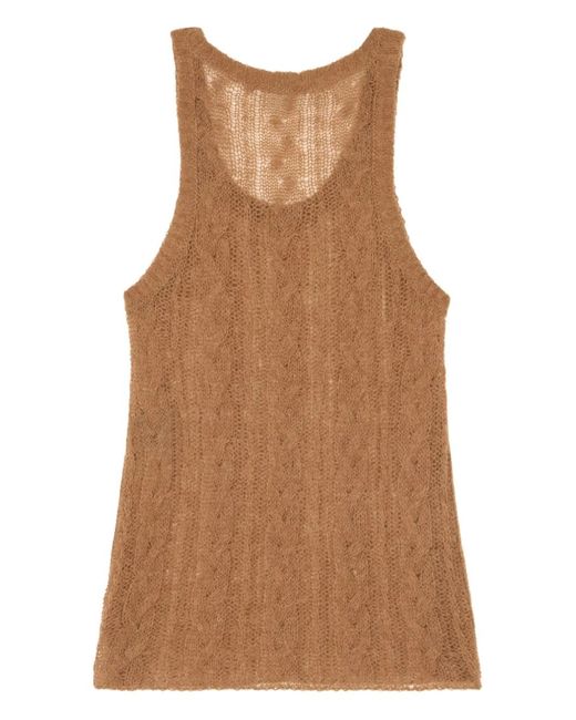 Alanui Brown Desert Drift Cable-Knit Tank Top