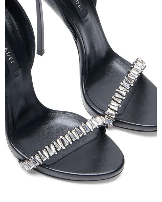 Casadei White Rhinestone-Embellished Sandals