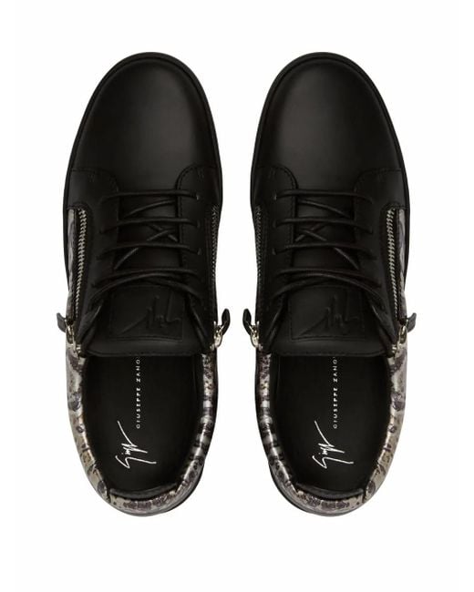Giuseppe Zanotti Black Frankie Double-Zip Low-Top Sneakers for men
