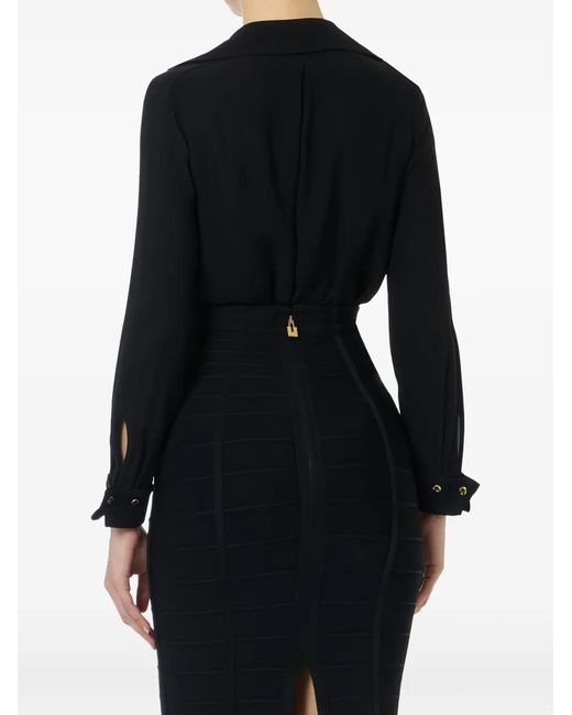 Elisabetta Franchi Black Tassel-Embellished Double-Collar Blouse