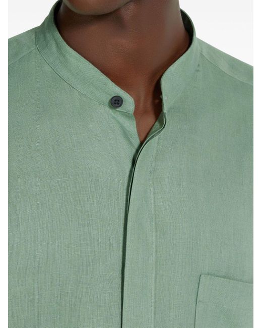 Zegna Green Oasi Long-sleeve Linen Shirt for men