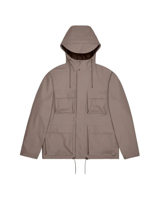 Rains Brown Hooded Jacket